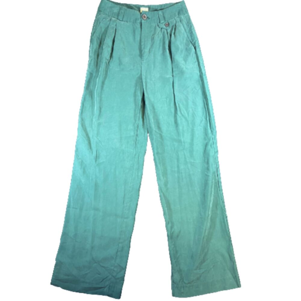 A New Day High-Rise Wide-leg Pleated Trouser Pants Green Size 2